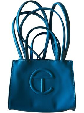 Telfar Cyan Blue Women's Small Shopping Bag with Signature Logo